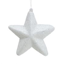 Artículo Estrella blanca con purpurina 11,5cm