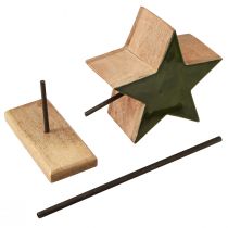 Artículo Estrella decorativa de madera sobre base de palo verde marrón 20x9,5x50cm