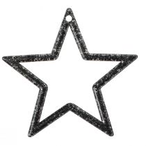 Artículo Estrella decorativa decoración de mesa con purpurina negra Navidad 4,5 cm 120 piezas