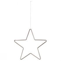 Artículo Estrella decorativa navideña plateada para colgar, Ø15 cm, juego de 6