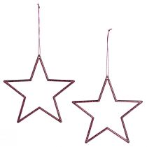 Artículo Estrellas Decorativas Árbol de Navidad Baya Brillantina Morado Ø12cm 12 Piezas