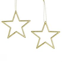 Artículo Estrellas decorativas Adornos para árboles de Navidad brillo dorado 7,5 cm 40 piezas