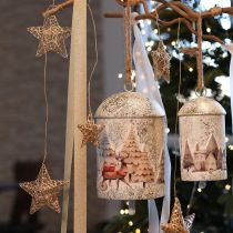 Artículo Adornos navideños de estrellas de 11 cm de ratán natural (juego de 6)