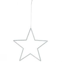 Artículo Estrellas plateadas decorativas, adornos navideños con purpurina, 18 cm, 8 piezas, decoración para árbol de Navidad