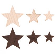 Artículo Estrellas navideñas decorativas marrón natural Ø3,5–5,5cm 48 piezas