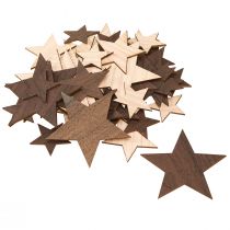 Artículo Estrellas navideñas decorativas marrón natural Ø3,5–5,5cm 48 piezas
