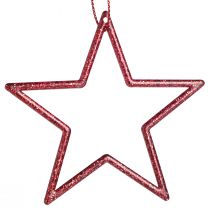 Artículo Estrellas decorativas poinsettias para colgar rojo 7,5cm 40uds