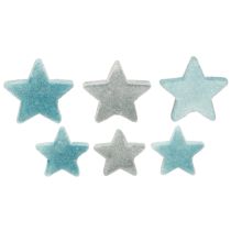Artículo Estrellas decorativas flocadas para decoración dispersa azul Ø4/5cm 40 uds