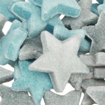 Artículo Estrellas decorativas flocadas para decoración dispersa azul Ø4/5cm 40 uds