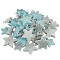Artículo Estrellas decorativas flocadas para decoración dispersa azul Ø4/5cm 40 uds