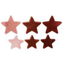 Artículo Estrellas decorativas flocadas para decoración dispersar color marrón burdeos Ø4/5cm 40 uds