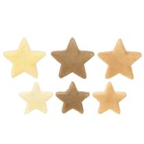 Artículo Estrellas decorativas flocadas para decoración dispersa, color amarillo marrón, Ø4/5cm, 40 unidades