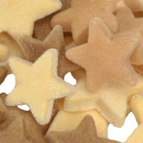 Artículo Estrellas decorativas flocadas para decoración dispersa, color amarillo marrón, Ø4/5cm, 40 unidades
