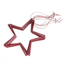 Artículo Estrellas navideñas decorativas, rojas con purpurina, 18 cm, 8 piezas - Adornos para árbol de Navidad y ventanas