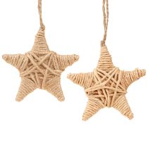 Artículo Estrellas decorativas para colgar rafia cáñamo árbol decoración 7,5cm 8 piezas