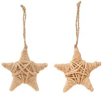 Artículo Estrellas decorativas de rafia de cáñamo, 7,5 cm, adornos para árbol de Navidad, 8 piezas