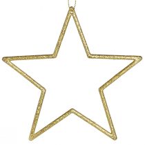 Artículo Estrellas decorativas para colgar adornos para árboles dorado Ø12cm 12 piezas
