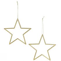 Artículo Estrellas decorativas para colgar, adornos para árbol, doradas, Ø12cm, 12 piezas – Adornos navideños brillantes