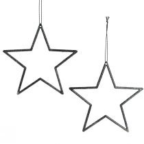 Artículo Estrellas decorativas para colgar adornos para árboles negro Ø12cm 12 piezas