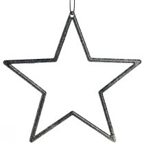 Artículo Estrellas decorativas para colgar adornos para árboles negro Ø12cm 12 piezas