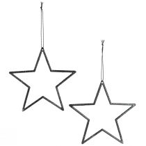 Artículo Estrellas negras decorativas para colgar, adornos para árbol de Navidad, Ø12cm, juego de 12 piezas