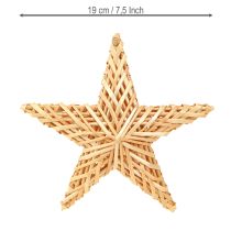 Artículo Estrellas decorativas de ratán colgantes de 19 cm, juego de 3 piezas, decoración navideña