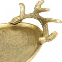 Bandeja decorativa Cuerno de ciervo dorado Bandeja vintage ovalada L35×W17cm
