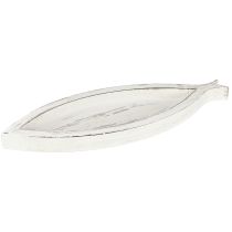 Artículo Bandeja decorativa de madera con forma de pez, color blanco y natural, L30/40/50 cm, juego de 3