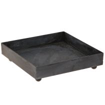 Artículo Bandeja decorativa metal negro gris lavado 15×15cm 2uds