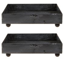 Artículo Bandeja decorativa metal negro gris lavado 15×15cm 2uds