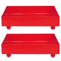 Artículo Bandeja decorativa cuadrada de metal rojo 15×15cm 2uds