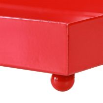 Artículo Bandeja decorativa rectangular de metal rojo con patas 30×15cm
