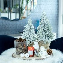 Abeto decorativo con nieve, decoración de adviento, abeto en maceta Al. 37 cm