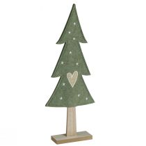 Artículo Árbol de Navidad decorativo de fieltro verde con estrellas en forma de corazón Al 52 cm 2 piezas