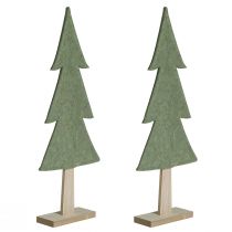 Artículo Árbol de Navidad decorativo de fieltro verde con estrellas en forma de corazón Al 52 cm 2 piezas
