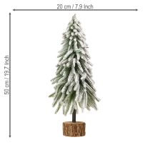 Artículo Árbol de Navidad decorativo con base nevada y corteza Ø20cm H50cm