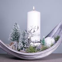 Adorno navideño, abeto decorativo, mini abeto verde nevado H15cm Ø9.5cm 6pcs
