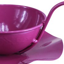 Artículo Taza decorativa taza de té de metal con plato violeta Ø11,5cm H8cm 2ud