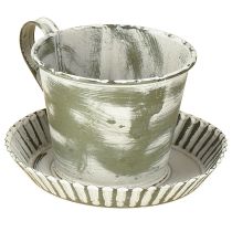 Artículo Taza decorativa de metal blanco lavado antiguo Ø9cm H8cm 2uds