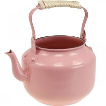Jardinera tetera decorativa metal rosa viejo Ø8.6cm H16cm