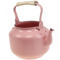 Jardinera tetera decorativa metal rosa viejo Ø8.6cm H16cm