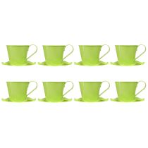 Artículo Taza de té decorativa de metal con plato verde claro Ø12 H10cm 8 piezas