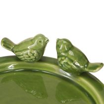 Artículo Plato decorativo baño pájaros mesa decoración cerámica verde Ø20,5cm 2uds