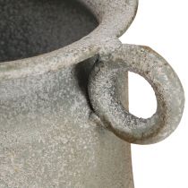 Artículo Macetero decorativo vintage de metal con asas gris Al. 13,5 cm