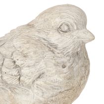 Artículo Figura decorativa de pájaro gorrión de piedra fundida blanca lavada H12,5cm