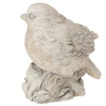 Artículo Figura decorativa de pájaro gorrión de piedra fundida blanca lavada H12,5cm