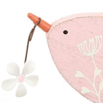 Artículo Pájaro decorativo decoración primaveral decoración colgante madera rosa 15×8,5cm