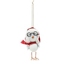 Artículo Pájaro decorativo con gorro rojo-blanco 10,5cm