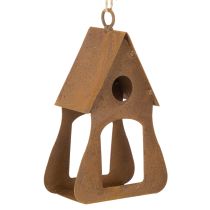 Artículo Casita para pájaros colgante decorativa, decoración de casita para pájaros color óxido, 17,5 cm