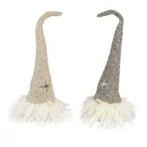 Artículo Sombrero decorativo de gnomo de fieltro decoración de mesa marrón beige Al. 28 cm 2 piezas
